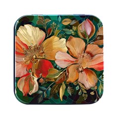  Floral Design 03 Square Metal Box (black) by myclothy