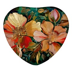  Floral Design 03 Heart Glass Fridge Magnet (4 Pack)