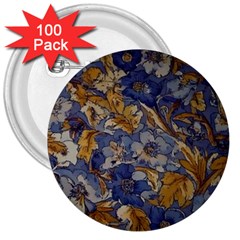  Floral Design 3  Buttons (100 Pack) 