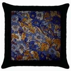  Floral Design Throw Pillow Case (black)