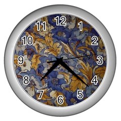  Floral Design Wall Clock (silver)