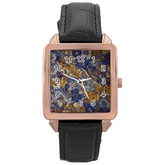  Floral Design Rose Gold Leather Watch 