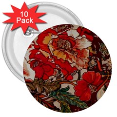 Floral Design 05 3  Buttons (10 Pack) 