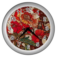 Floral Design 05 Wall Clock (silver)