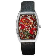 Floral Design 05 Barrel Style Metal Watch