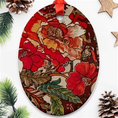 Floral Design 05 Oval Ornament (two Sides) by myclothy