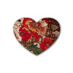 Floral Design 05 Rubber Heart Coaster (4 Pack) by myclothy