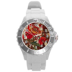 Floral Design 05 Round Plastic Sport Watch (l)