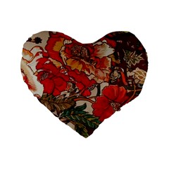 Floral Design 05 Standard 16  Premium Flano Heart Shape Cushions