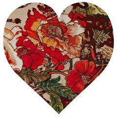 Floral Design 05 Wooden Puzzle Heart