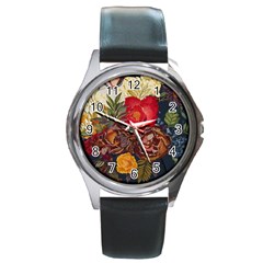 Floral Design 06 Round Metal Watch