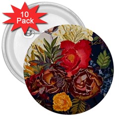 Floral Design 06 3  Buttons (10 Pack) 