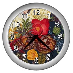 Floral Design 06 Wall Clock (silver)