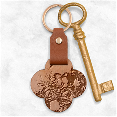 Floral Design 06 Engraved Wood Key Chain by myclothy