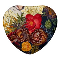 Floral Design 06 Heart Glass Fridge Magnet (4 Pack)