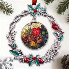 Floral Design 06 Metal X mas Wreath Holly Leaf Ornament by myclothy