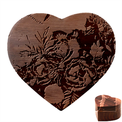 Floral Design 06 Heart Wood Jewelry Box by myclothy