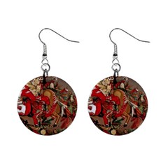 Christmas Art 01 Mini Button Earrings