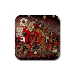 Christmas Art 01 Rubber Square Coaster (4 pack)