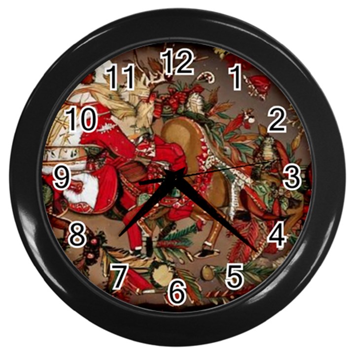 Christmas Art 01 Wall Clock (Black)