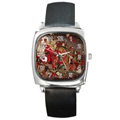 Christmas Art 01 Square Metal Watch