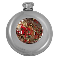 Christmas Art 01 Round Hip Flask (5 Oz)