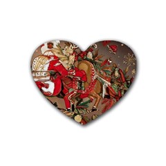 Christmas Art 01 Rubber Heart Coaster (4 pack)