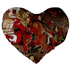 Christmas Art 01 Large 19  Premium Heart Shape Cushions