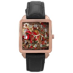 Christmas Art 01 Rose Gold Leather Watch 