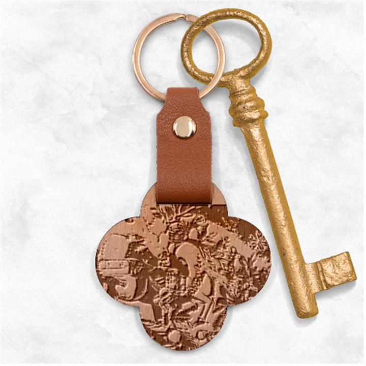 Christmas Art 01 Engraved Wood Key Chain