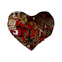 Christmas Art 01 Standard 16  Premium Flano Heart Shape Cushions