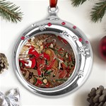 Christmas Art 01 Metal Snowflake Red Crystal Round Ornament Front