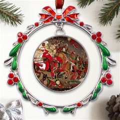 Christmas Art 01 Metal X mas Wreath Ribbon Ornament