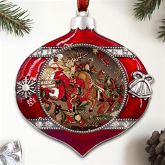 Christmas Art 01 Metal Snowflake And Bell Red Ornament