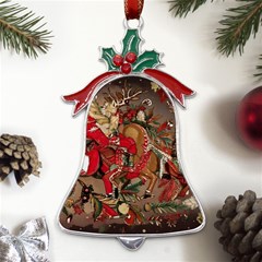 Christmas Art 01 Metal Holly Leaf Bell Ornament