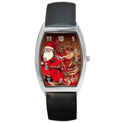 Christmas Art Barrel Style Metal Watch