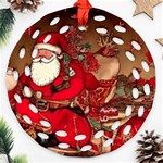 Christmas Art Round Filigree Ornament (Two Sides) Front