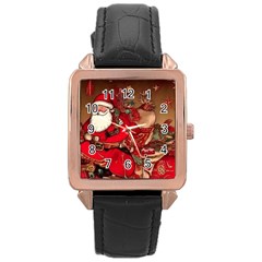 Christmas Art Rose Gold Leather Watch 