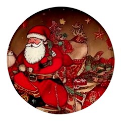 Christmas Art Round Glass Fridge Magnet (4 Pack) by myclothy