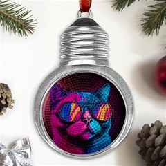 Cute Pop Art Cat Metal Light Bulb Shape Ornament by Givinglala