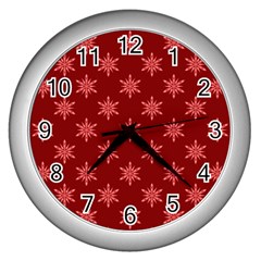 Illustrations Red Abstract Pattern Seamless Texture Wall Clock (silver)