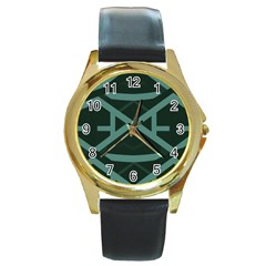 Geometric Design 01 Round Gold Metal Watch