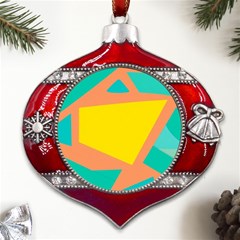 Geometric Design 02 Metal Snowflake And Bell Red Ornament by myclothy