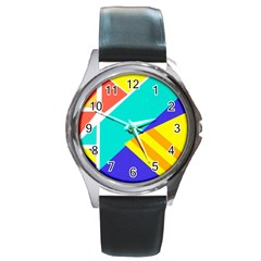 Geometric  Design 04 Round Metal Watch