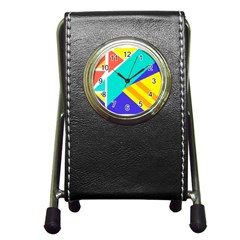 Geometric  Design 04 Pen Holder Desk Clock