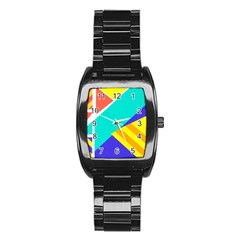 Geometric  Design 04 Stainless Steel Barrel Watch