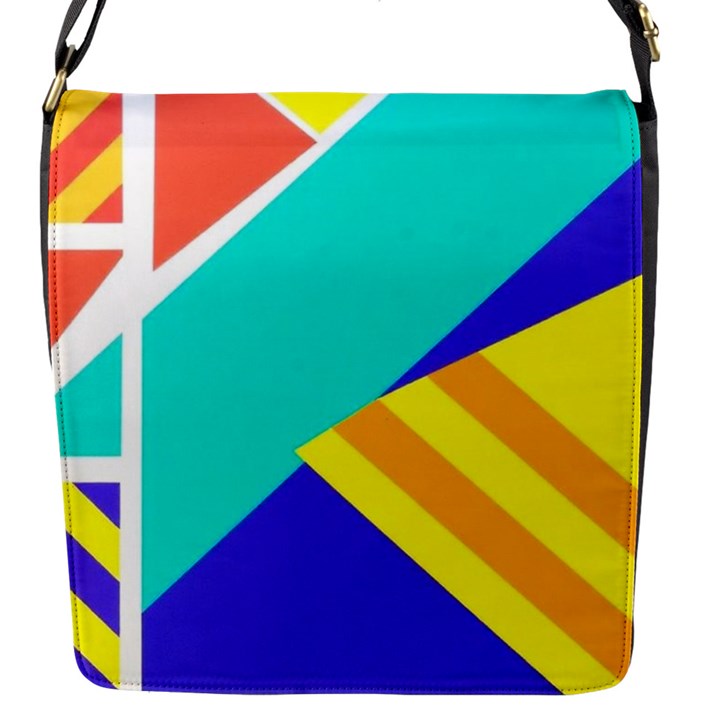 Geometric  Design 04 Flap Closure Messenger Bag (S)