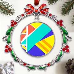 Geometric  Design 04 Metal X mas Wreath Ribbon Ornament