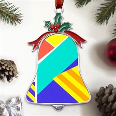 Geometric  Design 04 Metal Holly Leaf Bell Ornament