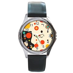 Geometric Design Round Metal Watch